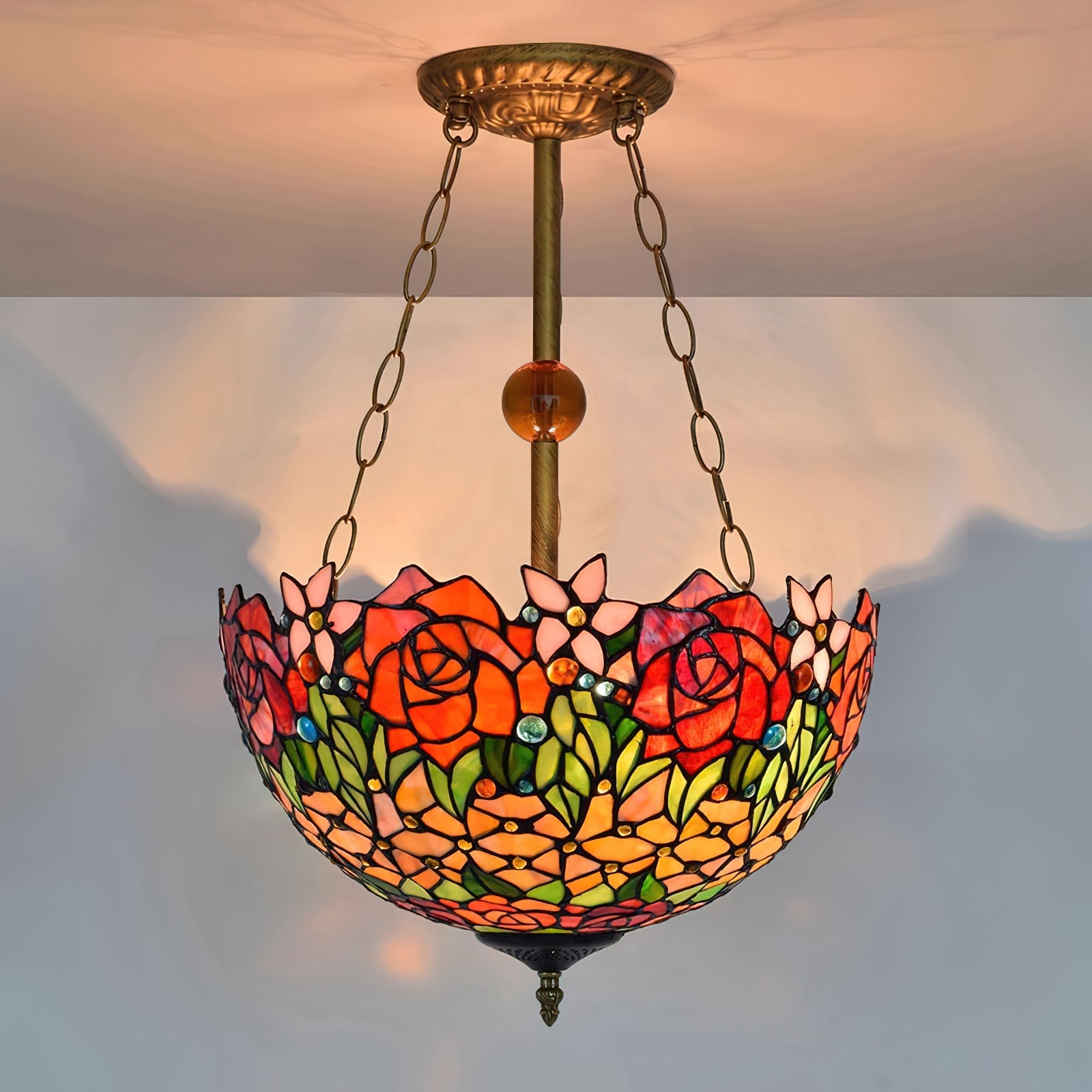 Chandelier Tiffany Bowl-shaped Rose gypsum