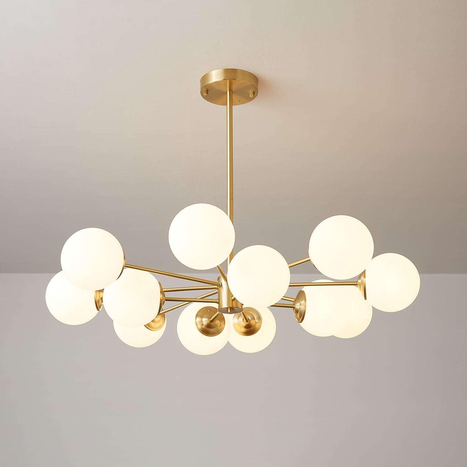 Lustra Chandelier Elysium Brass Frosted Glass Orbs - Letslighting