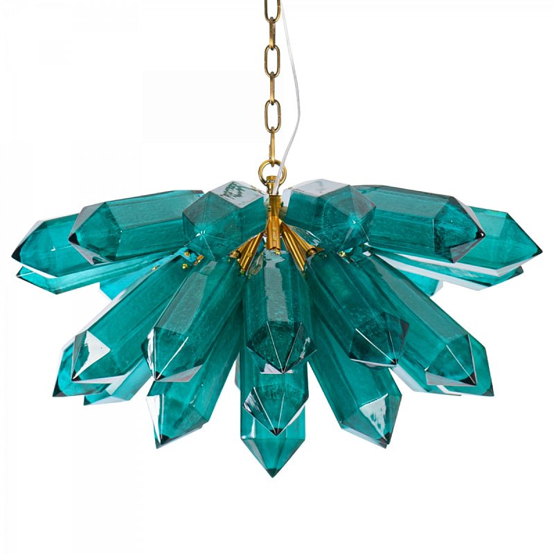 Aurora Chandelier Emerald Crystal Starburst Gold