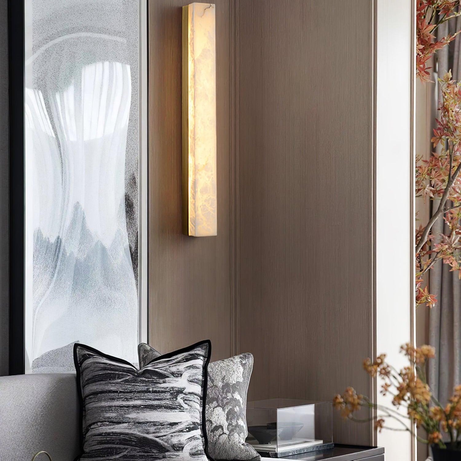 Kristy Linear Brass Alabaster Wall Lamp