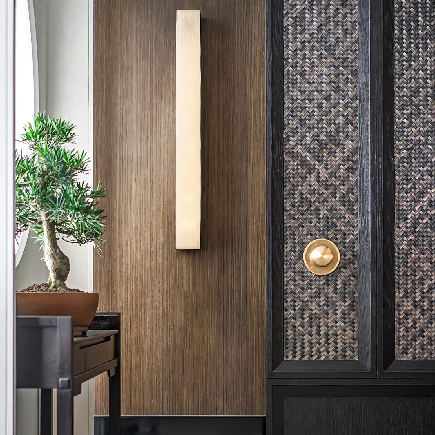 Kristy Linear Brass Alabaster Wall Lamp