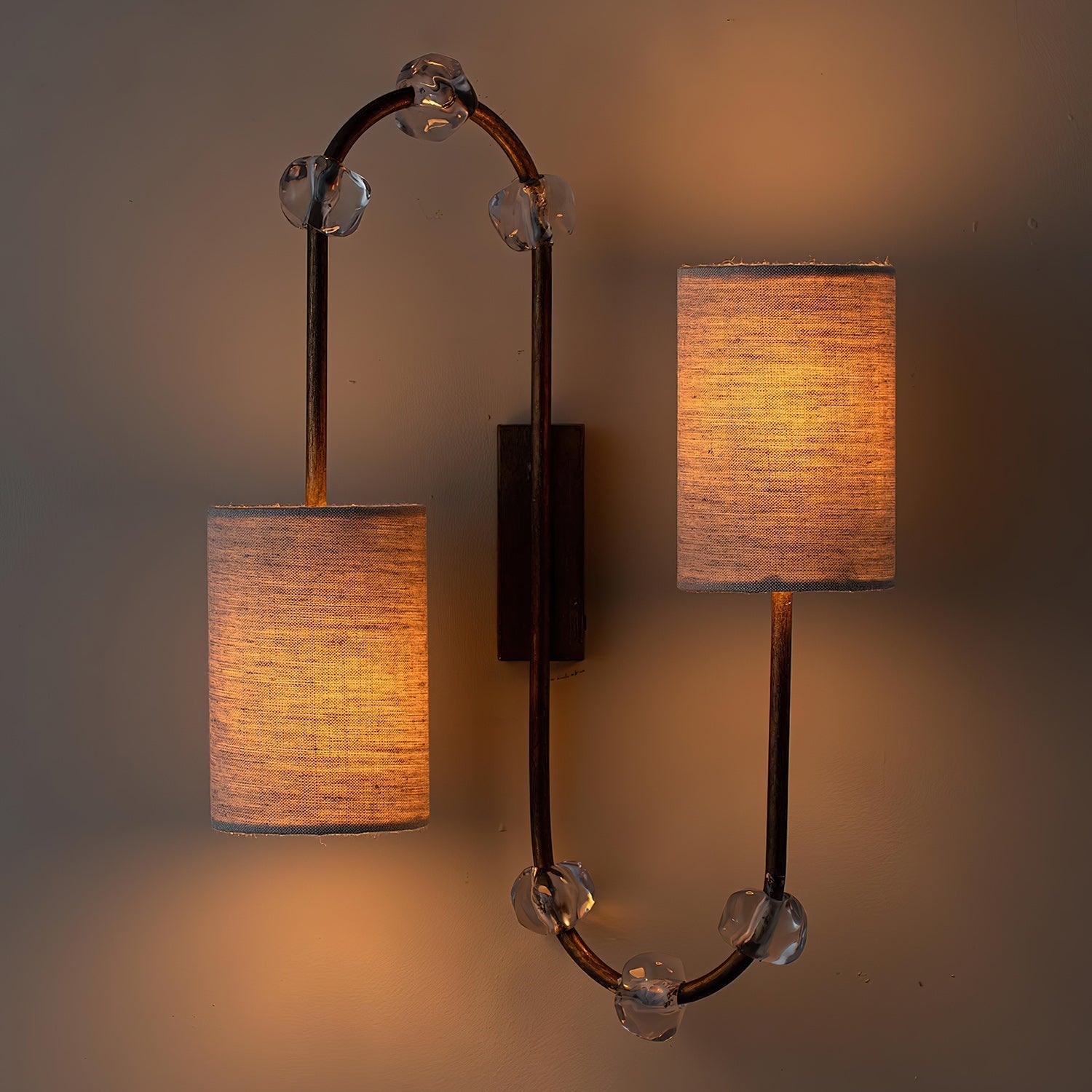 Rune Vintage Industrial Fabric Crystal Wall Lamp - Letslighting