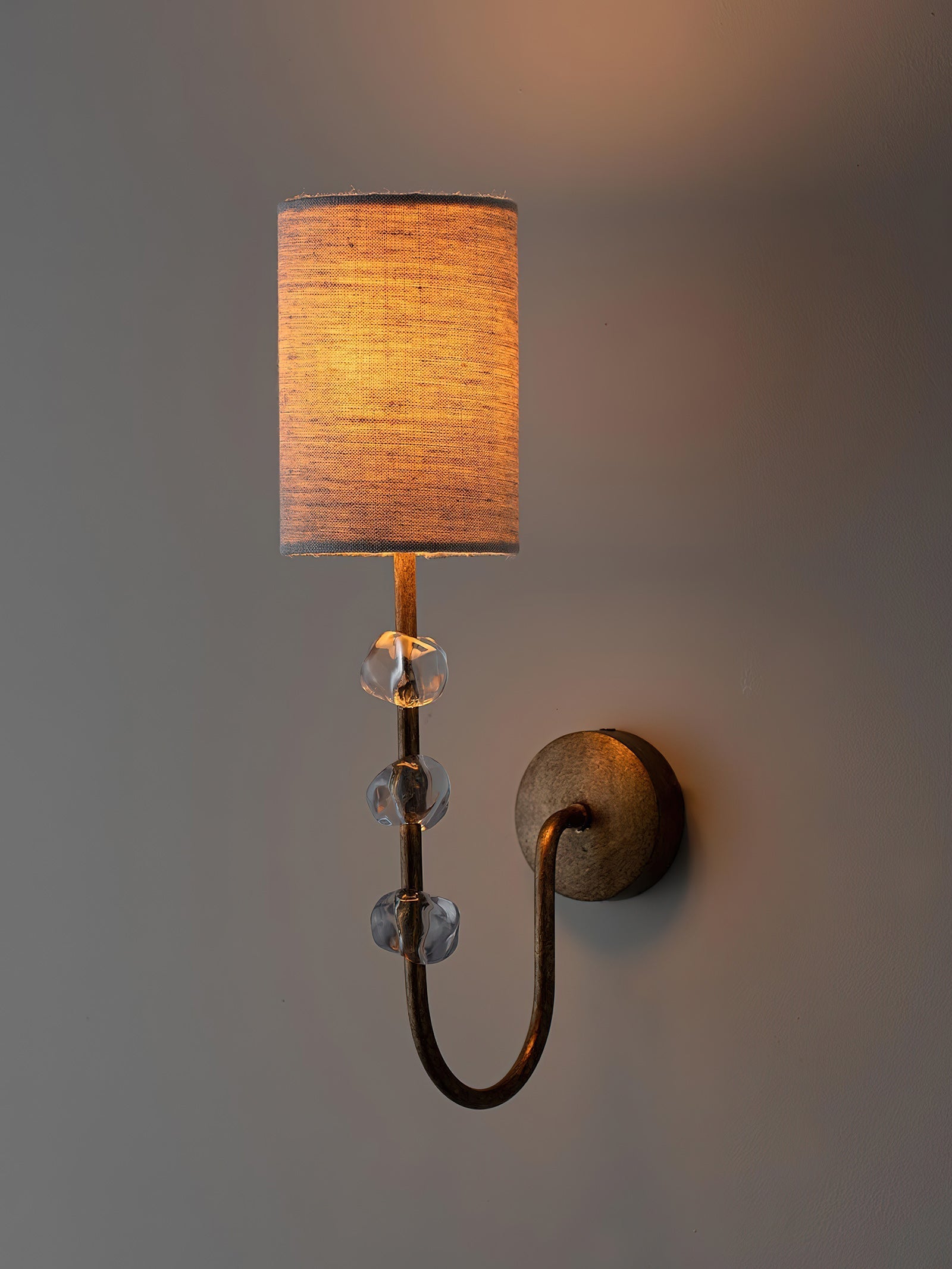 Rune Vintage Industrial Fabric Crystal Wall Lamp - Letslighting