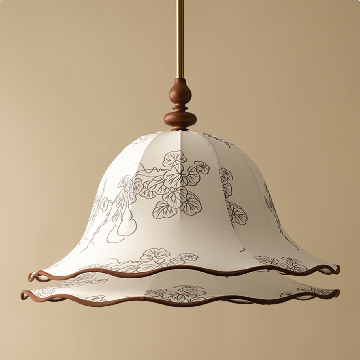 Ilsilis Traditional Elegance Floral Fabric Wood Pendant Lamp - Letslighting