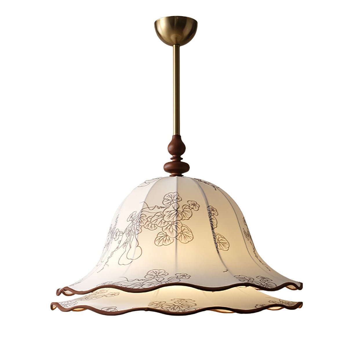 Ilsilis Traditional Elegance Floral Fabric Wood Pendant Lamp - Letslighting