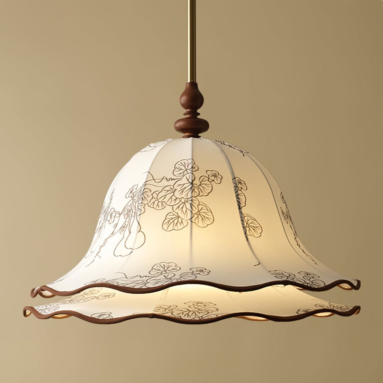 Ilsilis Traditional Elegance Floral Fabric Wood Pendant Lamp - Letslighting