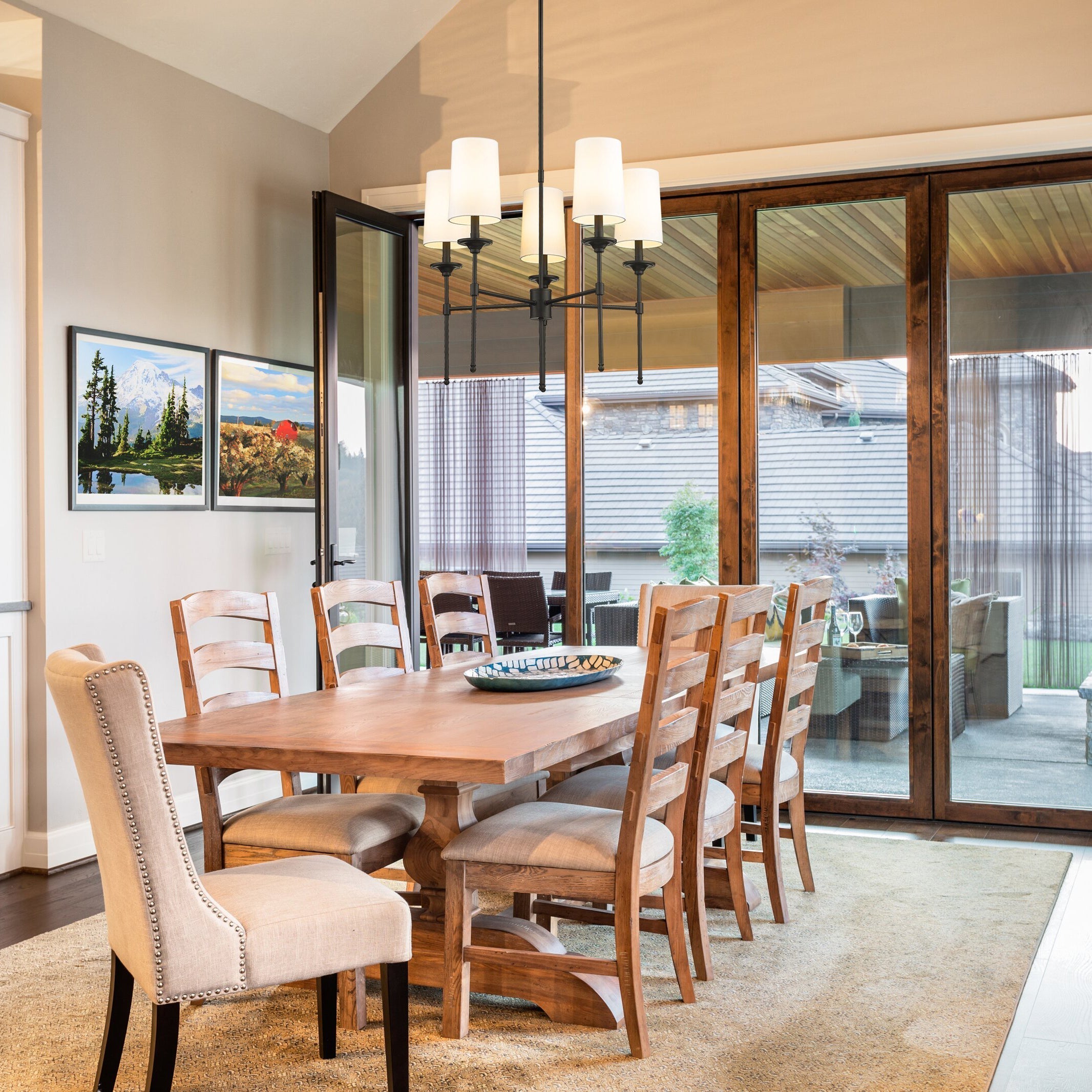 Armiriel Vintage Industrial Brass Fabric Chandelier - Letslighting