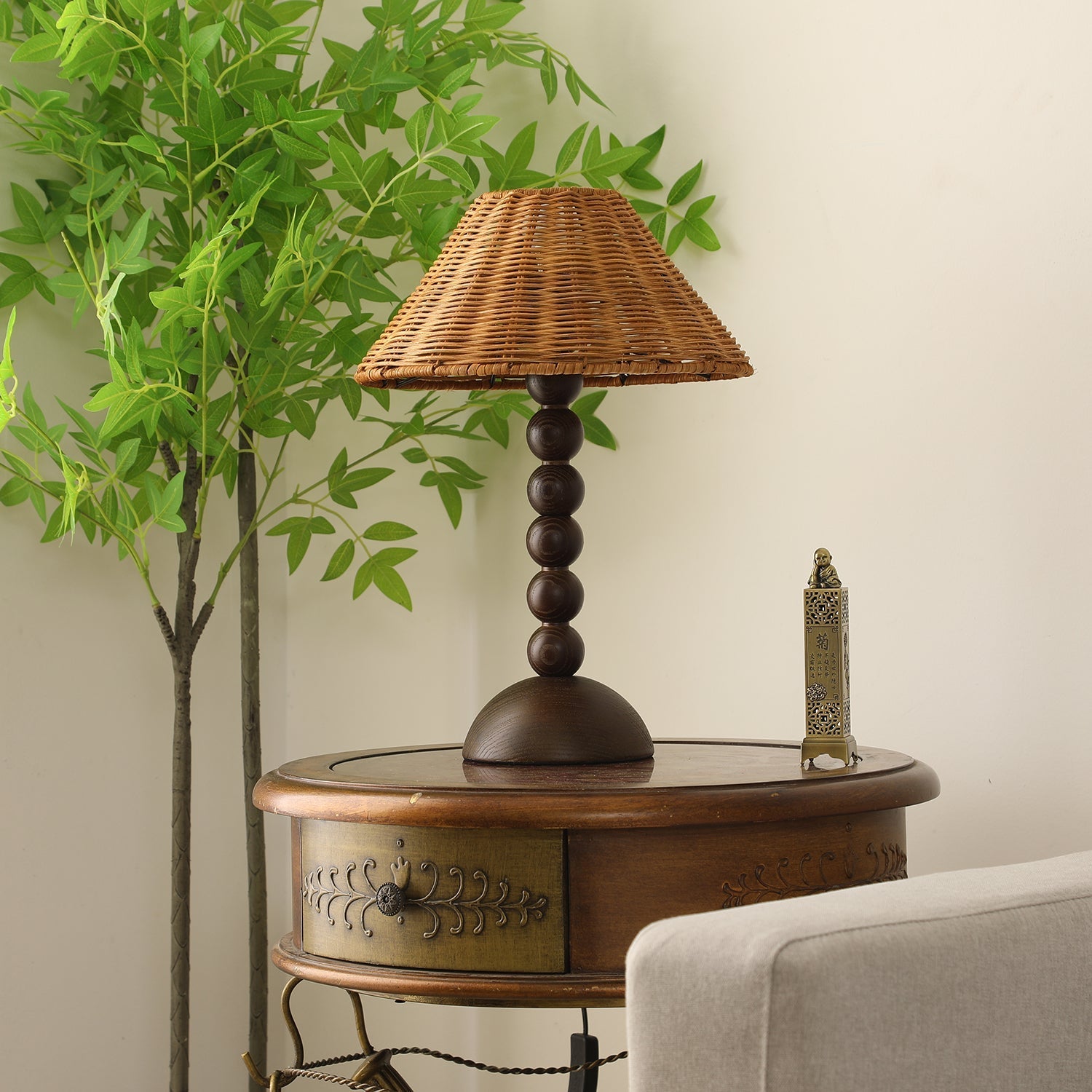 Auroran Wood & Rattan Table Lamp - Letslighting
