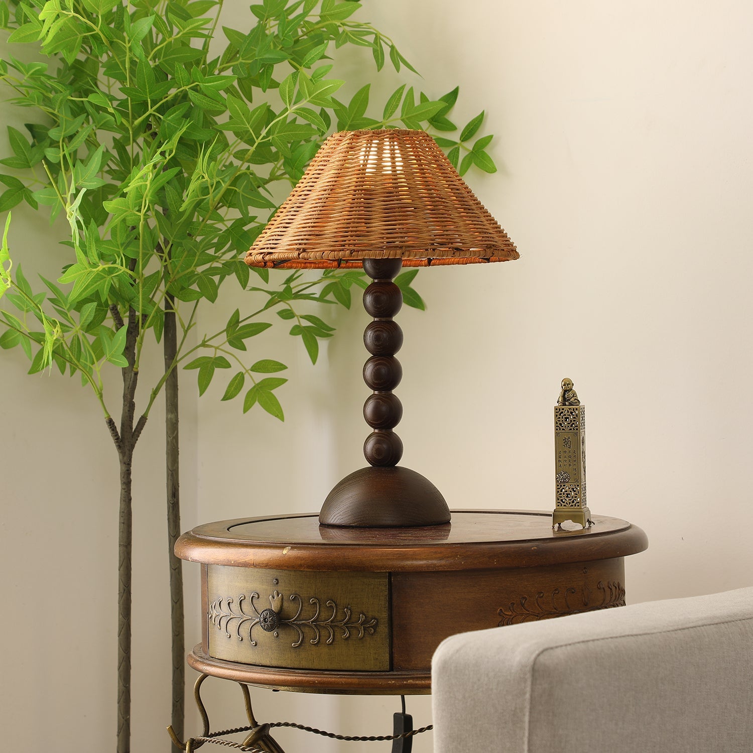 Auroran Wood & Rattan Table Lamp - Letslighting