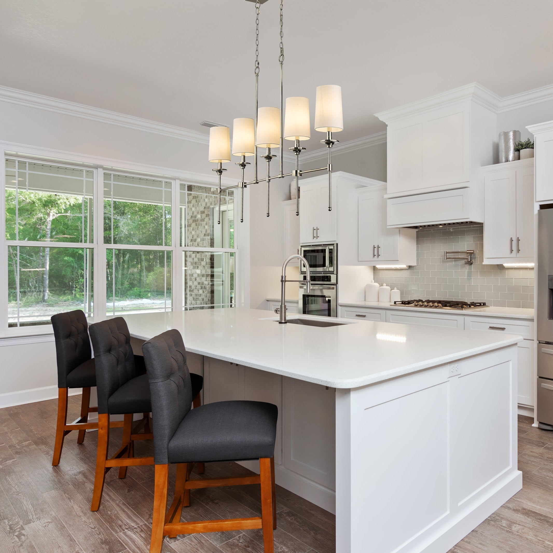 Verinyra Vintage Industrial Linear Brass Fabric Chandelier - Letslighting