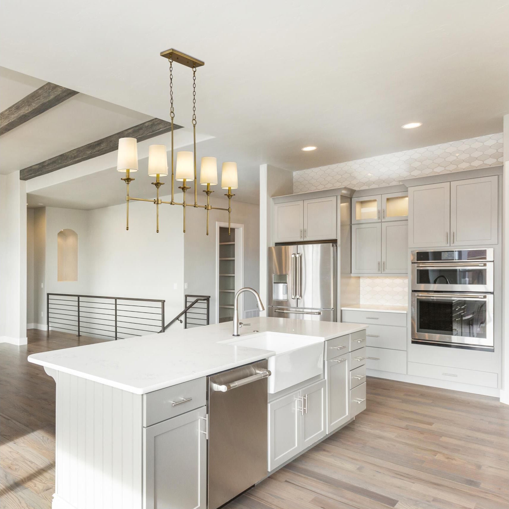 Verinyra Vintage Industrial Linear Brass Fabric Chandelier - Letslighting