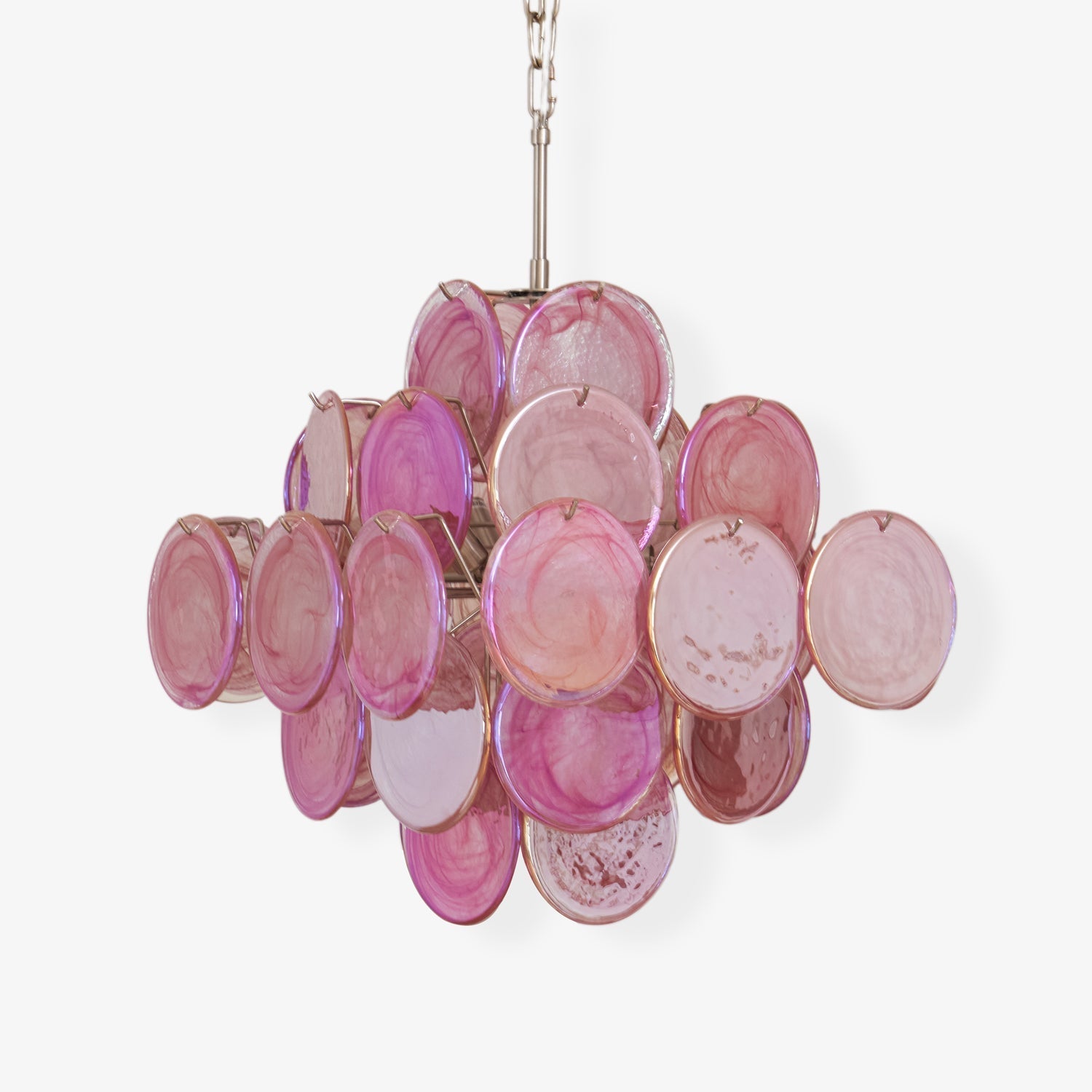 Aurora Chandelier Pink Glass Disc Layered Romantic - Letslighting