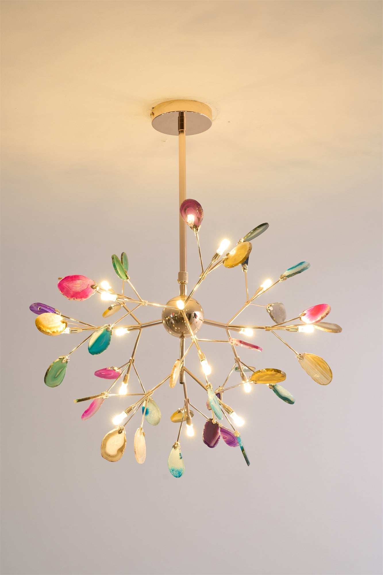 Lustra Chandelier Colorful Leaf Gilded Arms - Letslighting