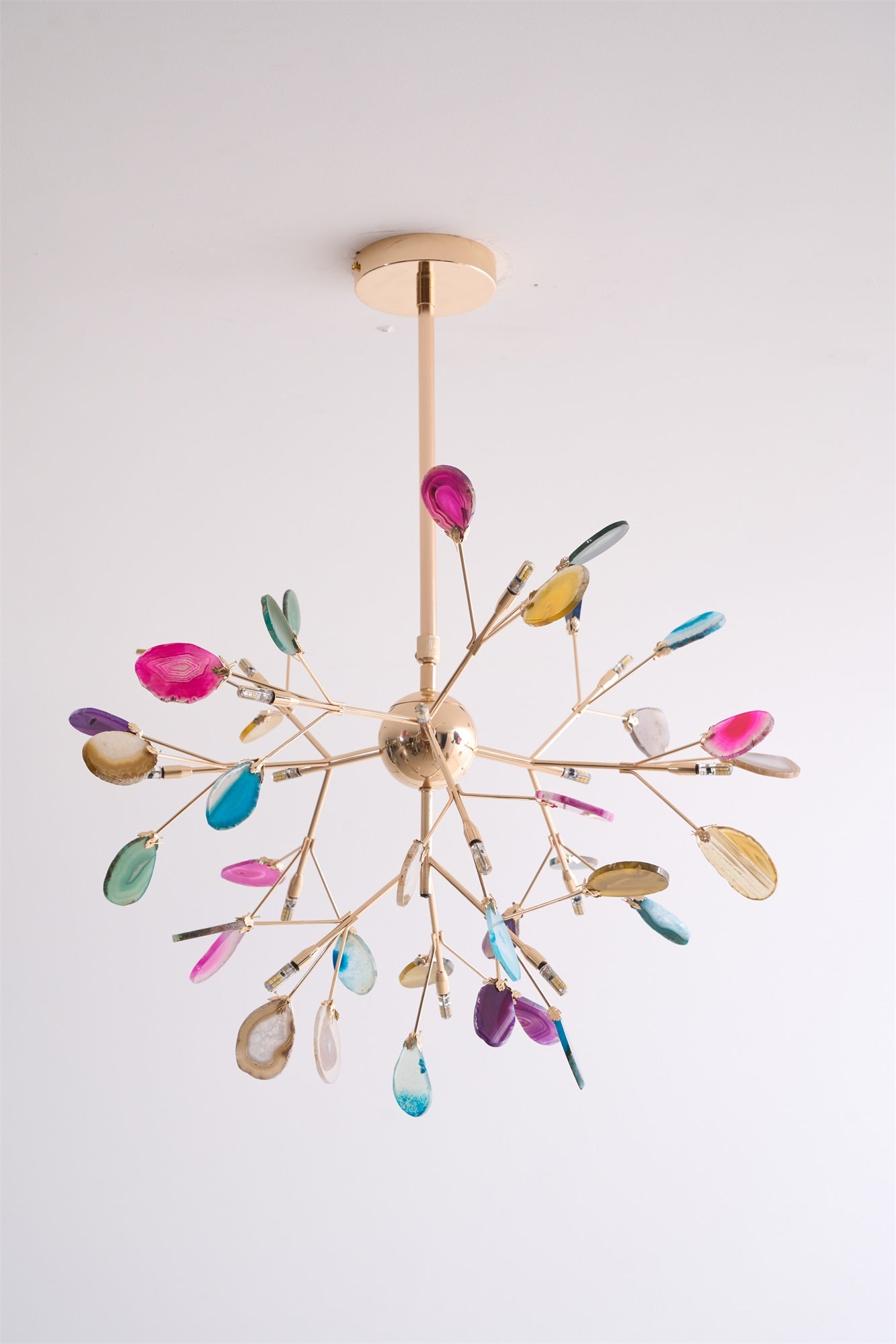 Lustra Chandelier Colorful Leaf Gilded Arms - Letslighting