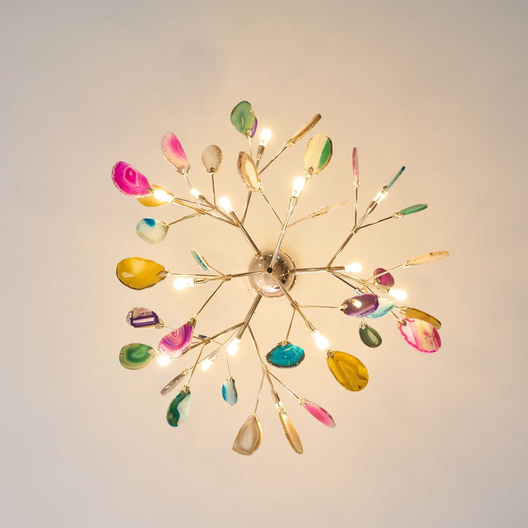 Lustra Chandelier Colorful Leaf Gilded Arms - Letslighting