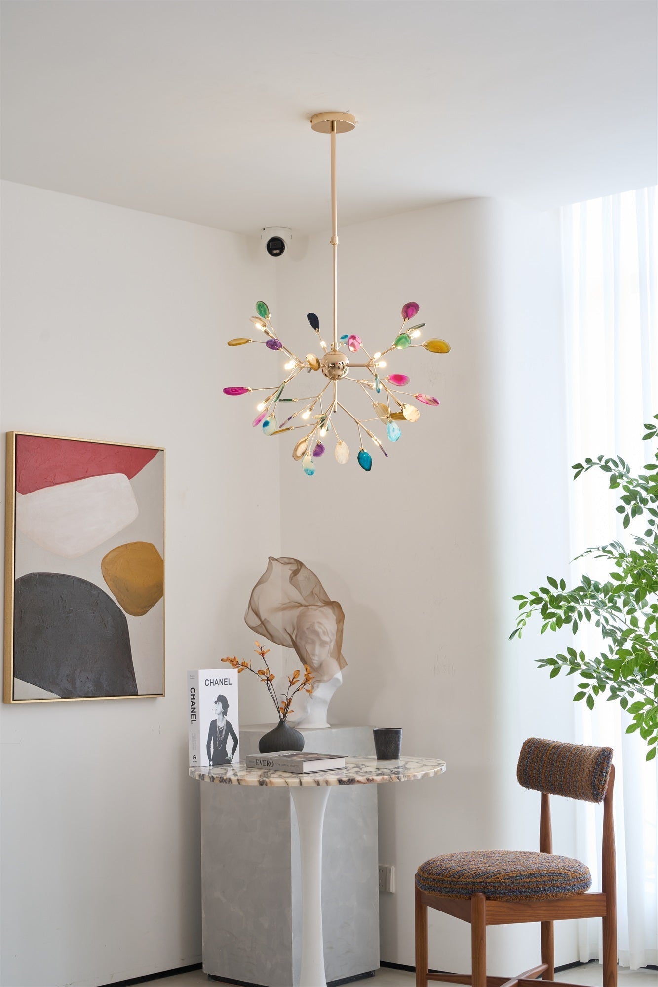 Lustra Chandelier Colorful Leaf Gilded Arms - Letslighting