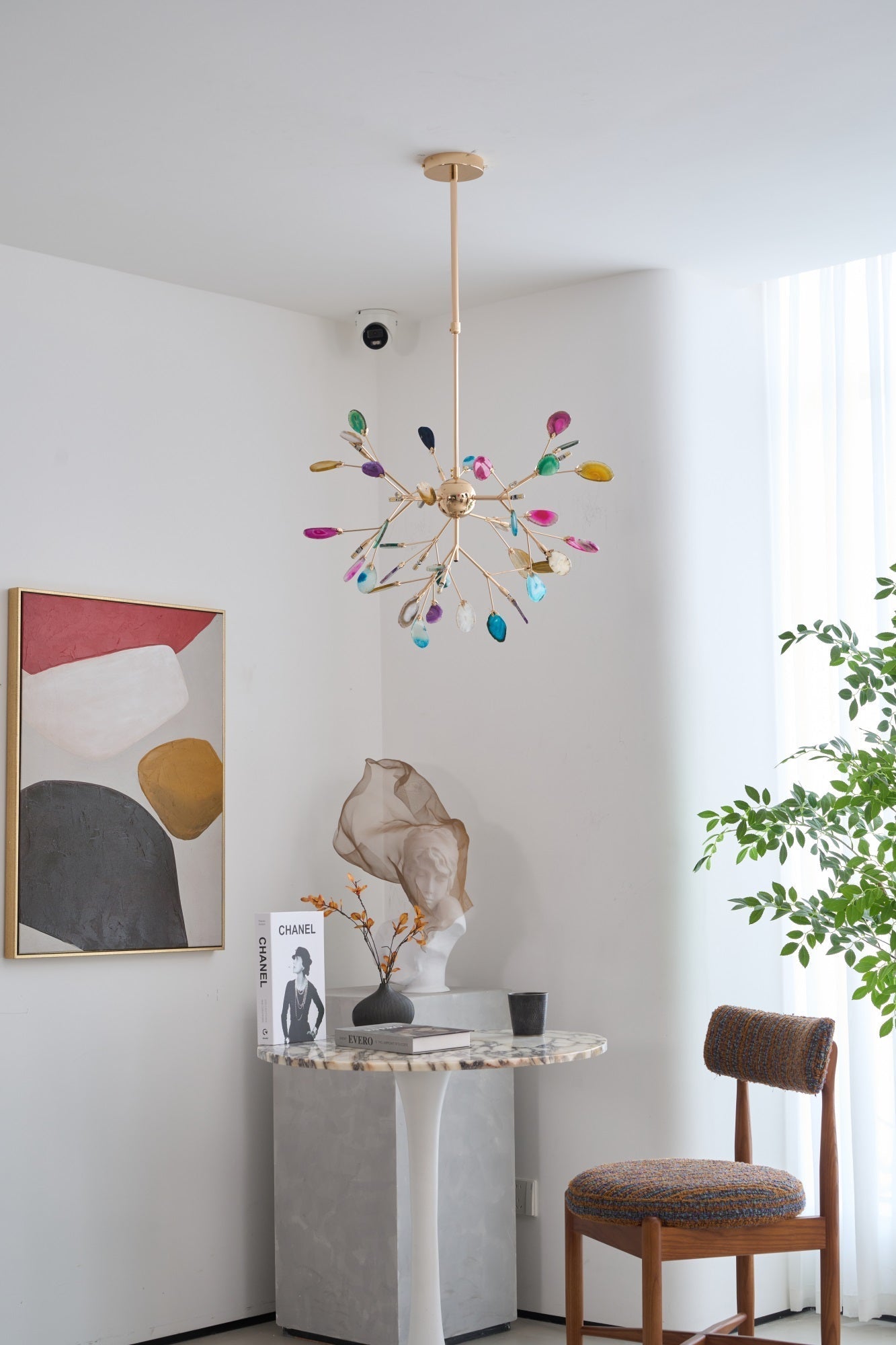 Lustra Chandelier Colorful Leaf Gilded Arms - Letslighting
