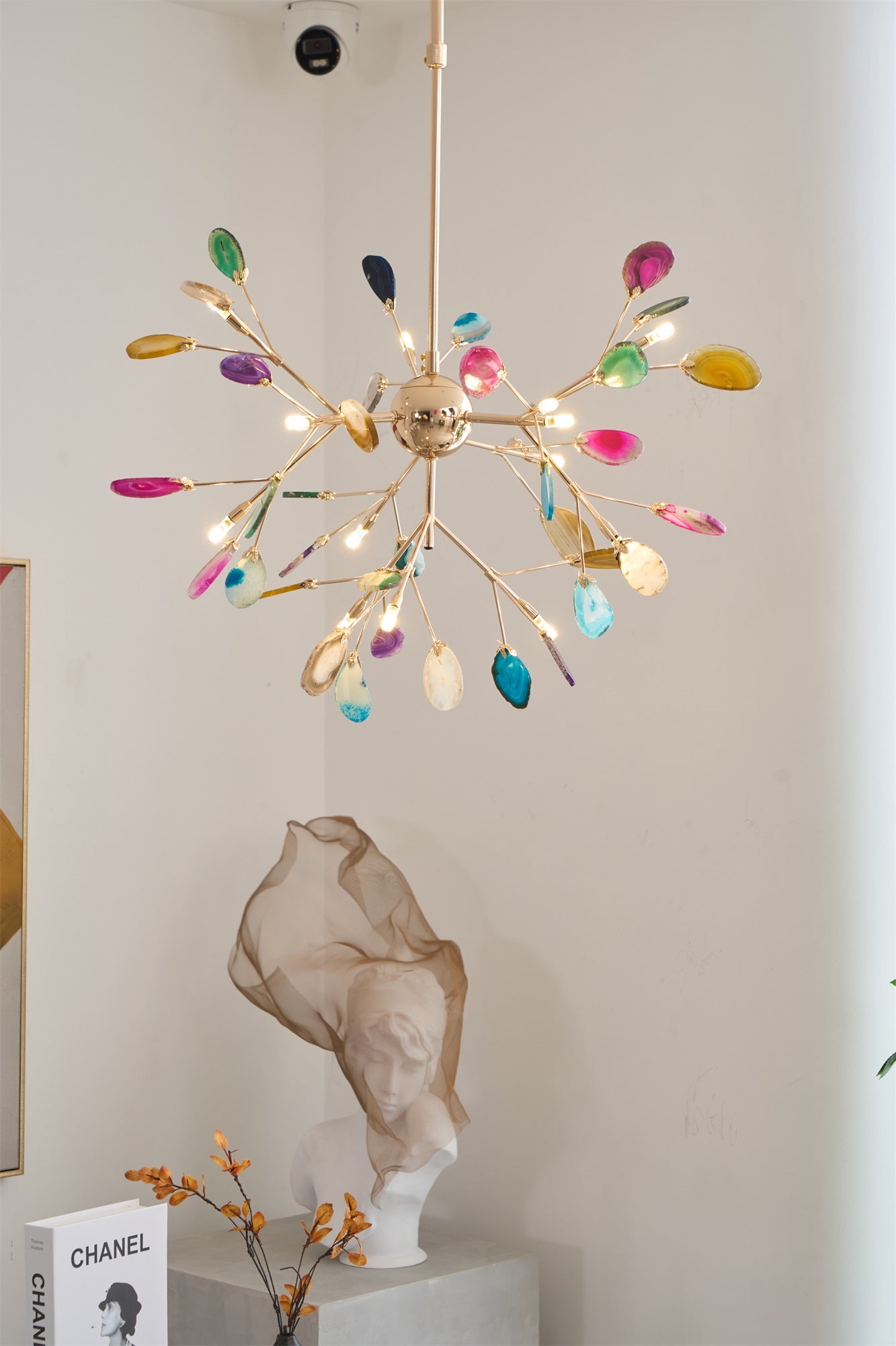 Lustra Chandelier Colorful Leaf Gilded Arms - Letslighting