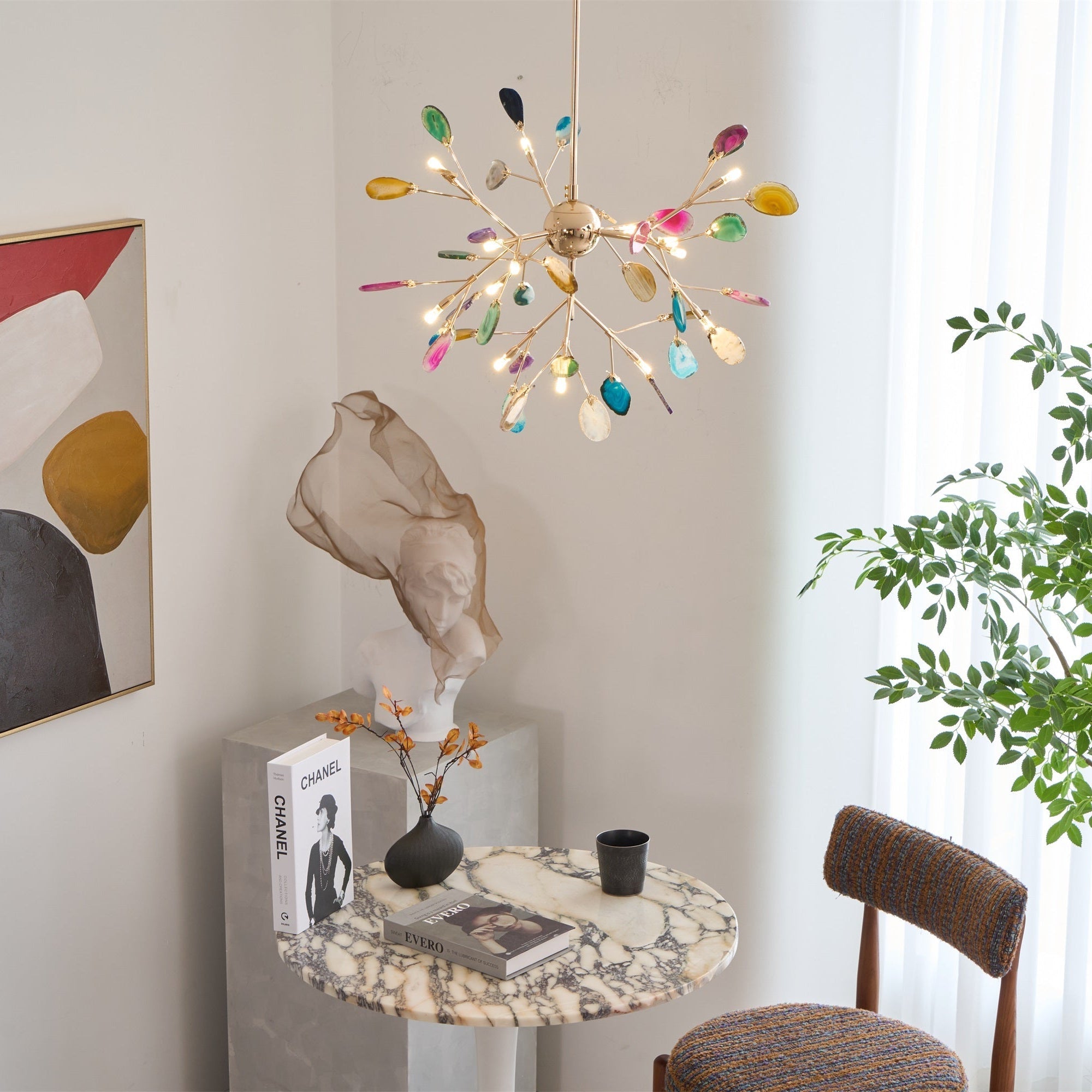 Olivia Agate Colorful Branching Chandelier