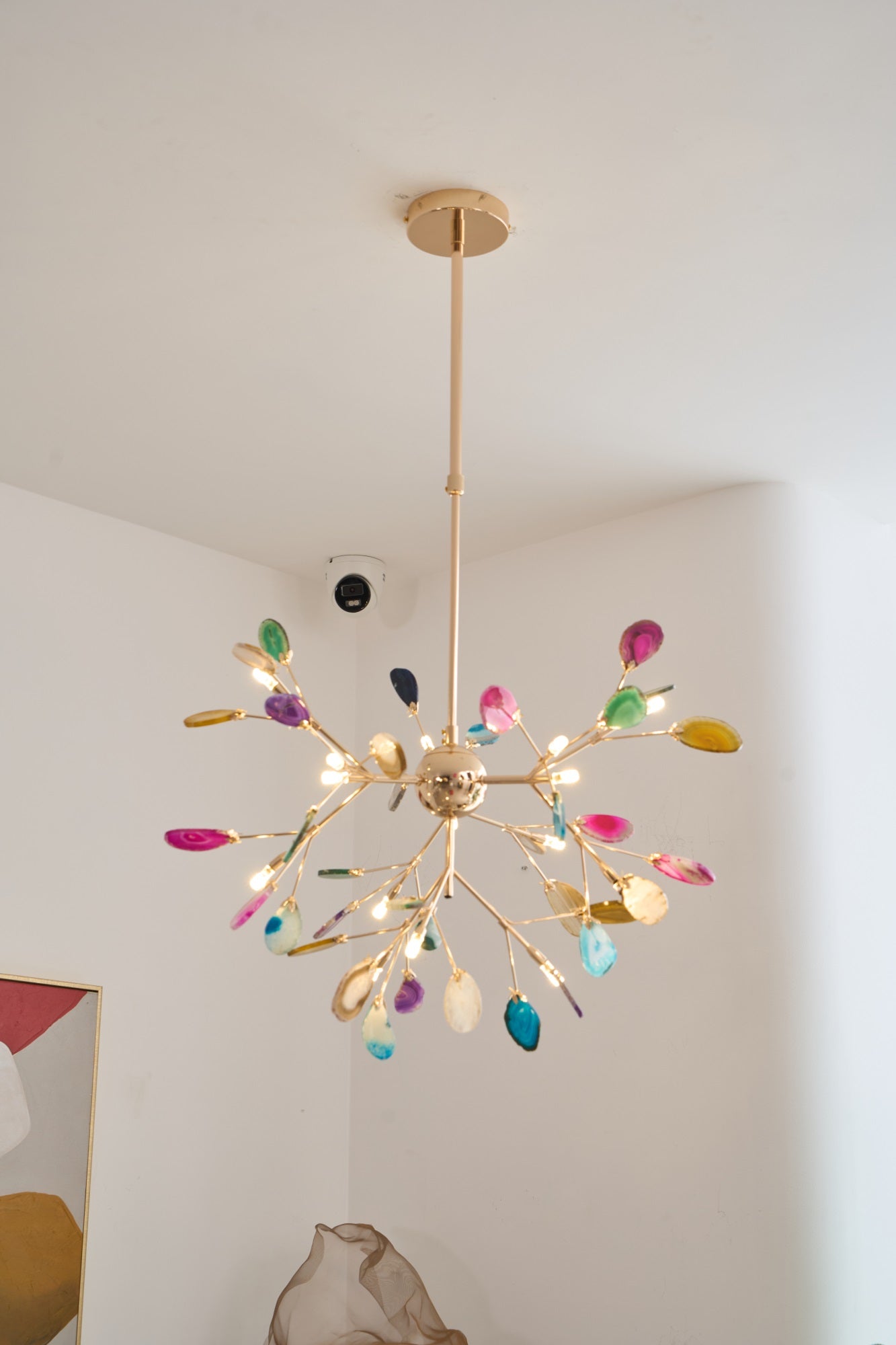 Lustra Chandelier Colorful Leaf Gilded Arms - Letslighting