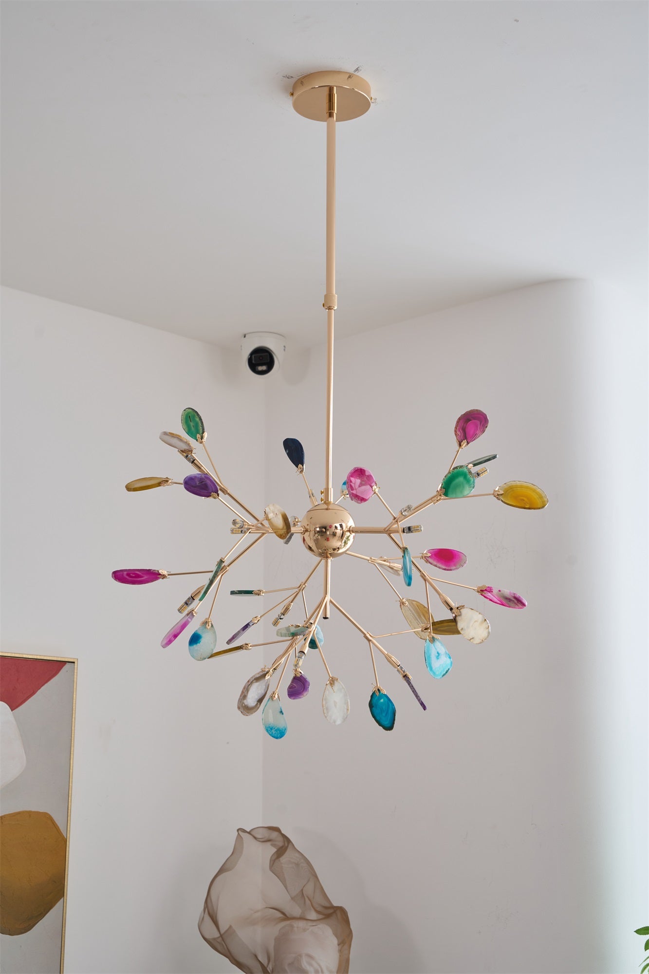 Lustra Chandelier Colorful Leaf Gilded Arms - Letslighting