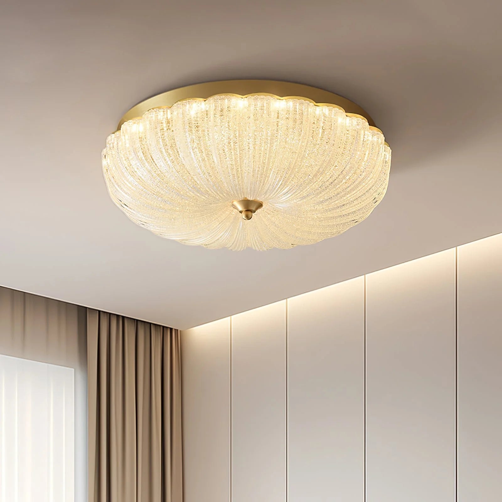 Kristy Round Glass Ceiling Light Bedroom Living Room - Letslighting