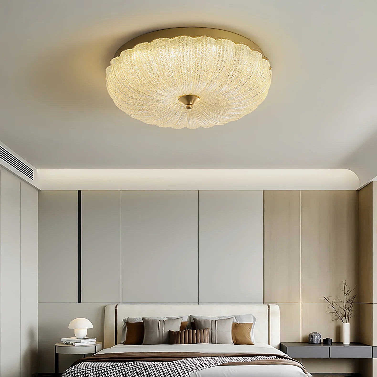Kristy Round Glass Ceiling Light Bedroom Living Room - Letslighting