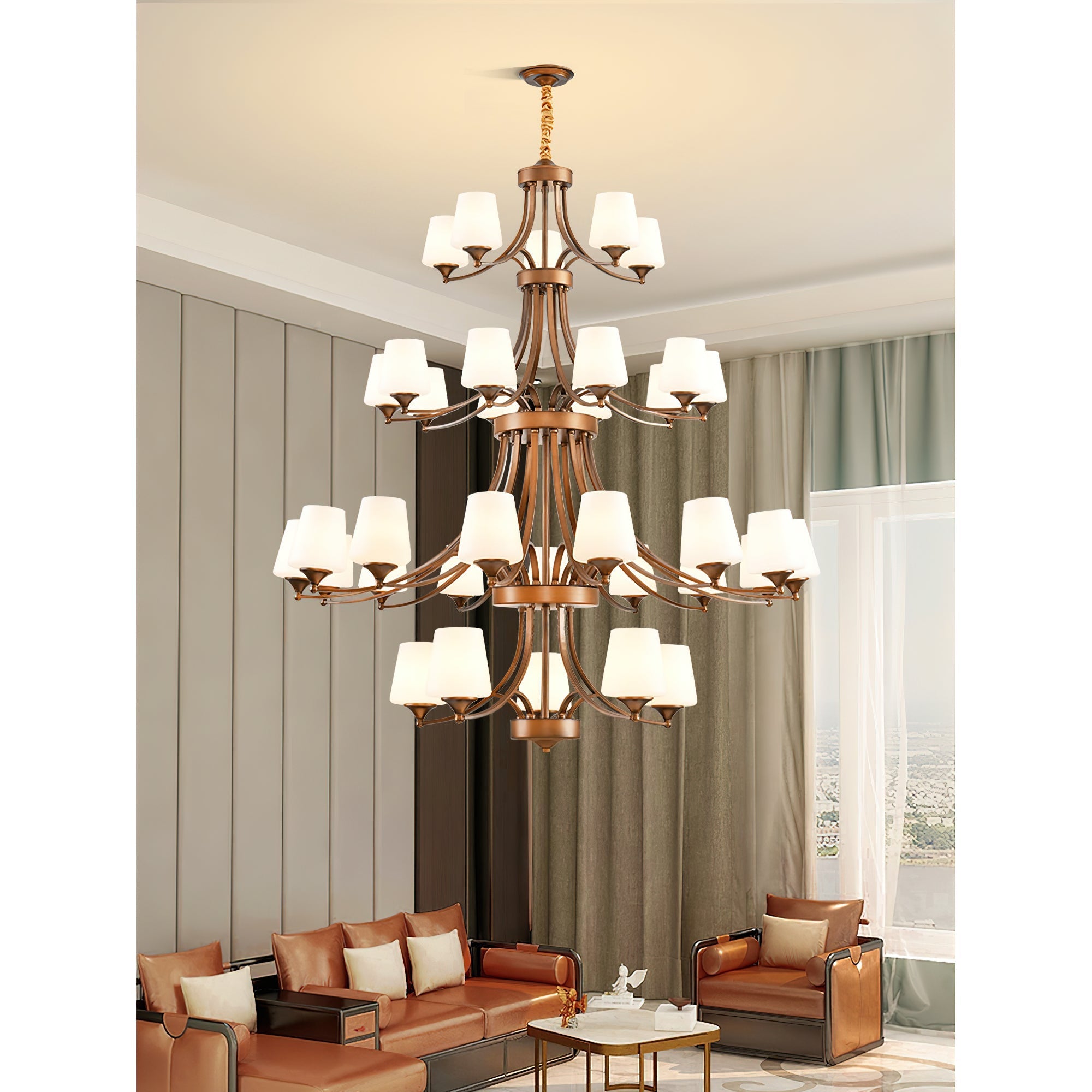 Ulrinara Postmodern Luxury Brass Glass Chandelier - Letslighting