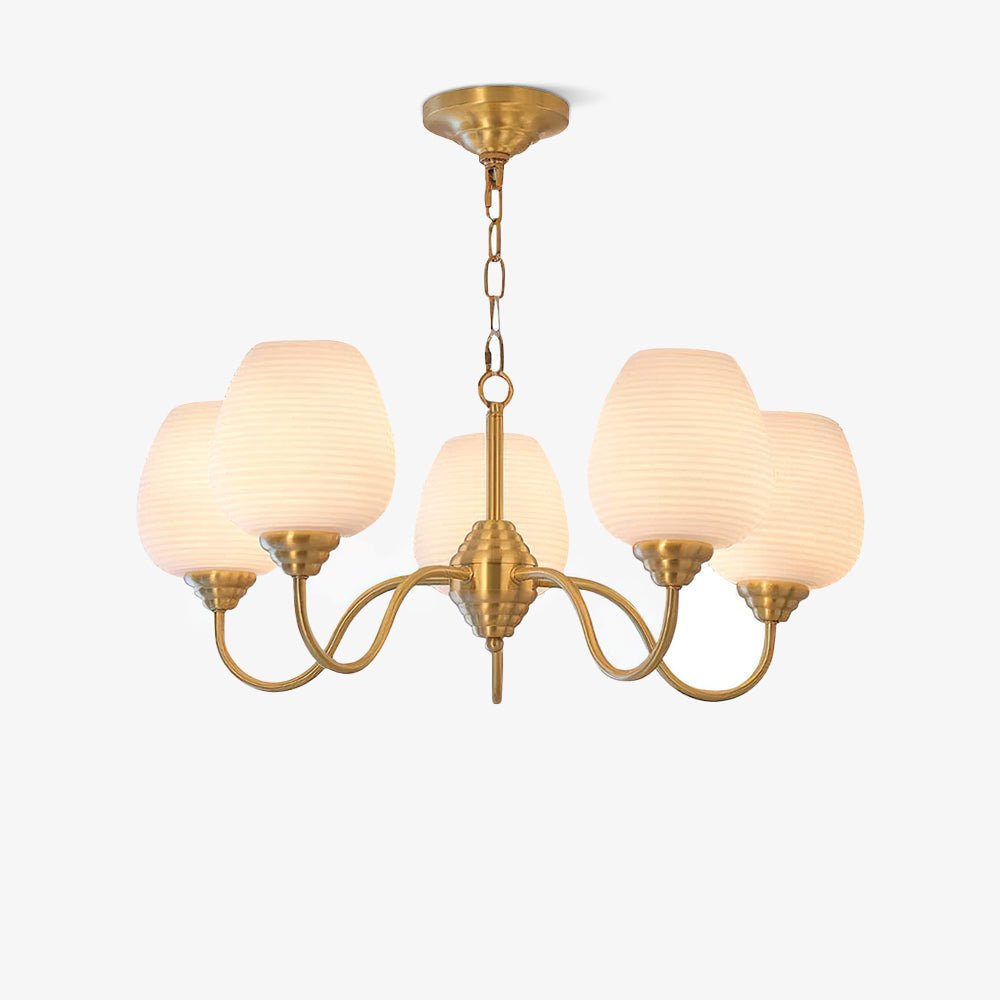Lustra Chandelier Antique Brass White Glass - Letslighting