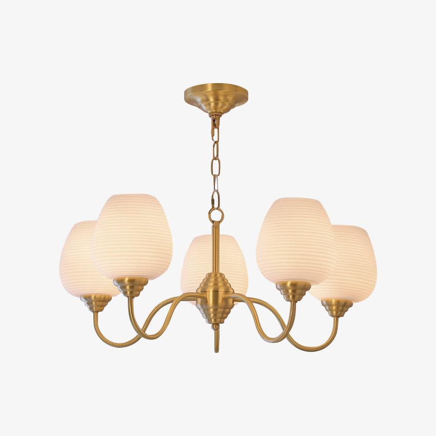Lustra Chandelier Antique Brass White Glass - Letslighting