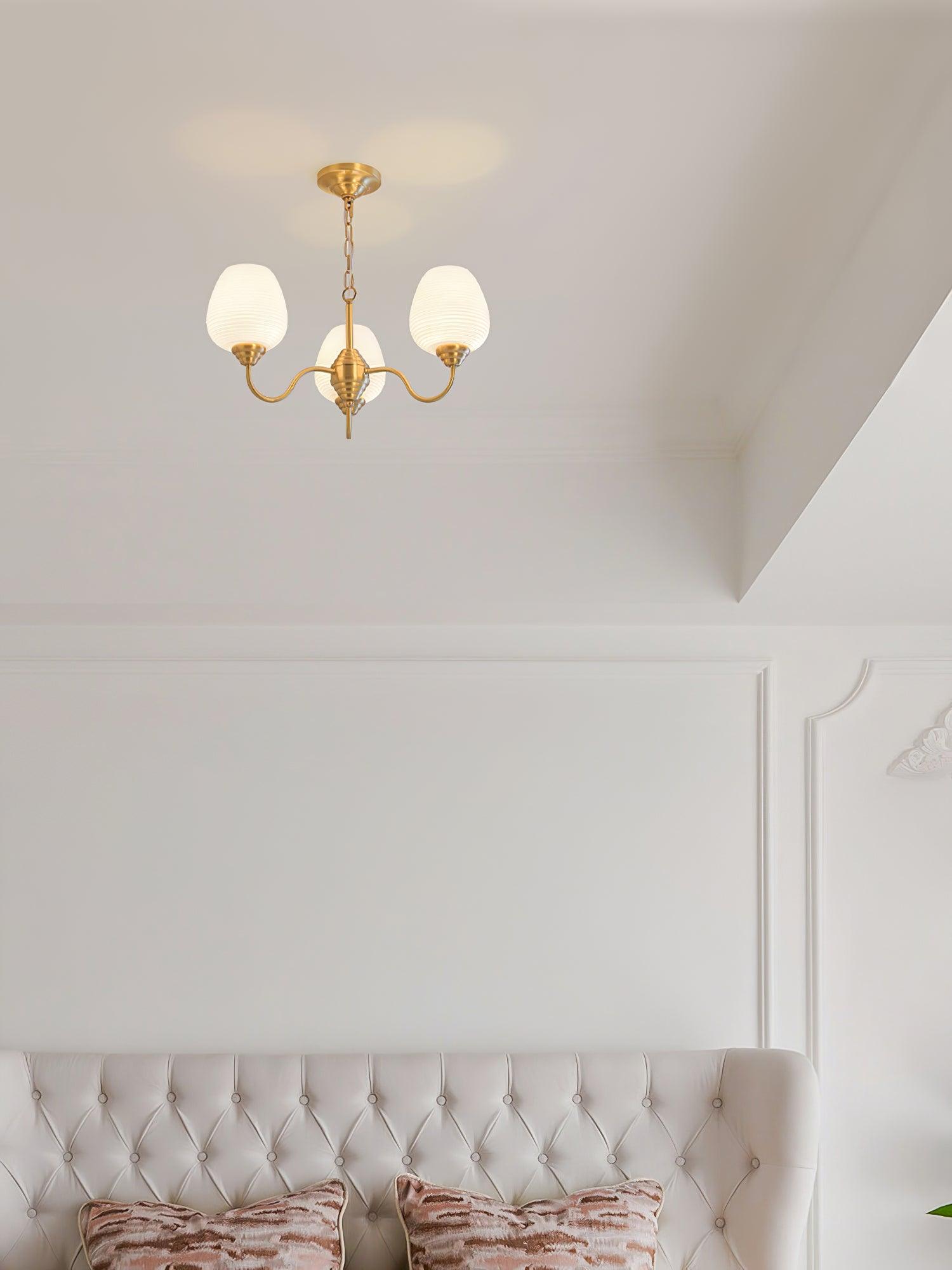 Lustra Chandelier Antique Brass White Glass - Letslighting