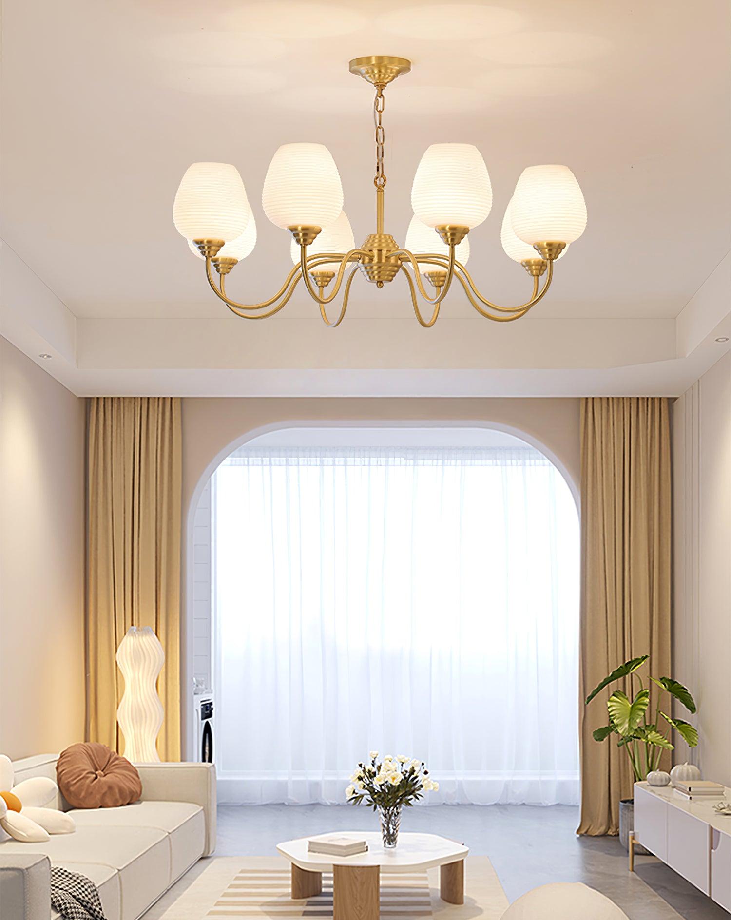 Lustra Chandelier Antique Brass White Glass - Letslighting