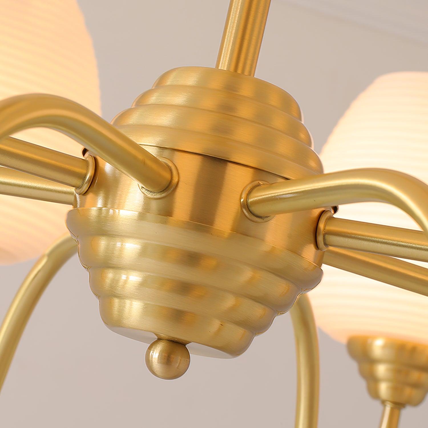 Lustra Chandelier Antique Brass White Glass - Letslighting