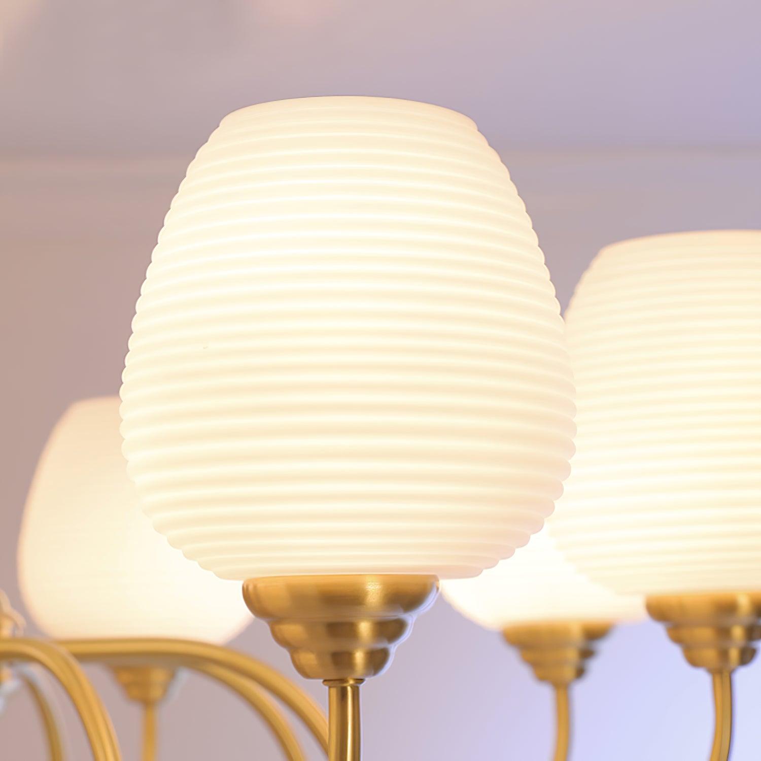 Lustra Chandelier Antique Brass White Glass - Letslighting