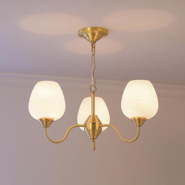 Lustra Chandelier Antique Brass White Glass - Letslighting