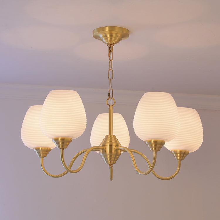 Lustra Chandelier Antique Brass White Glass - Letslighting