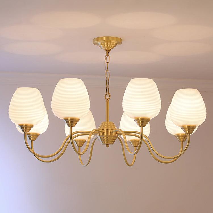 Lustra Chandelier Antique Brass White Glass - Letslighting