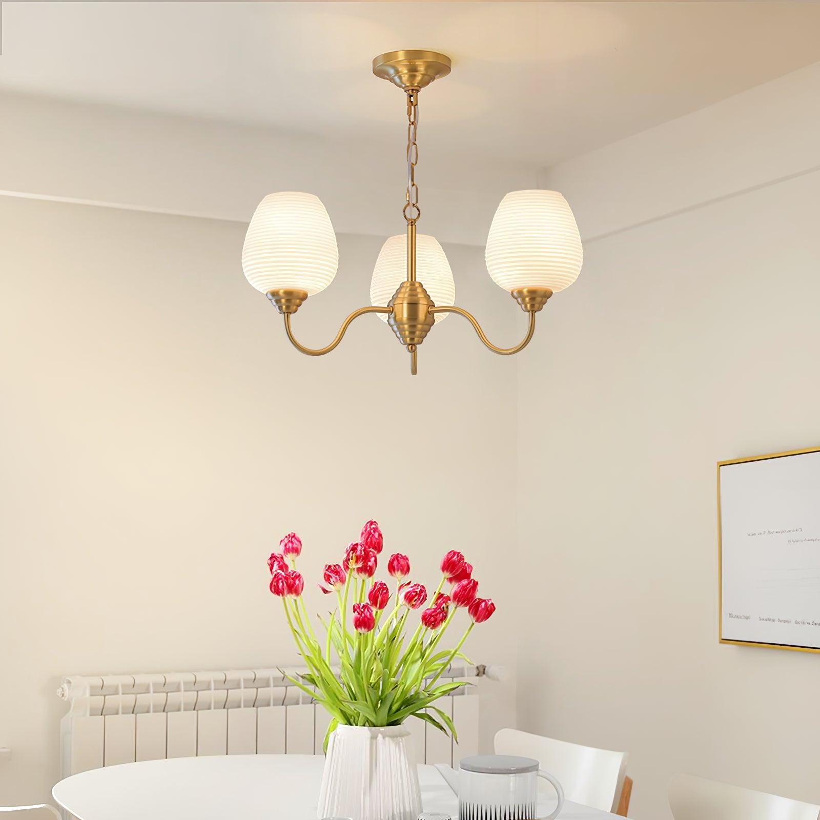 Lustra Chandelier Antique Brass White Glass - Letslighting