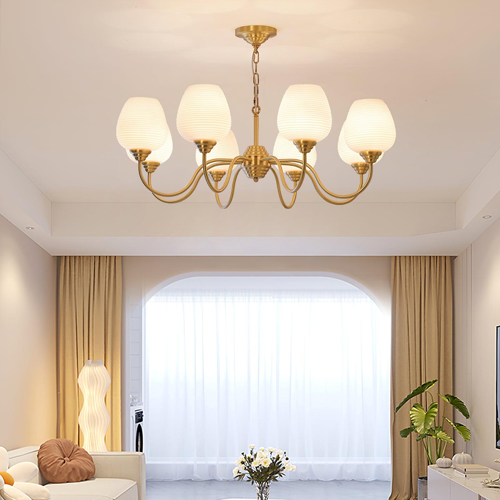 Lustra Chandelier Antique Brass White Glass - Letslighting