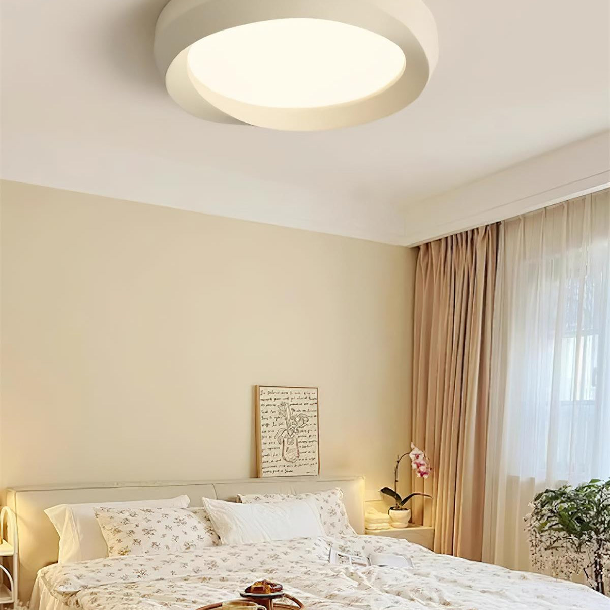 Ceiling Lamp Resin with Soft Curved Frame in Neutral Tones - Letslighting