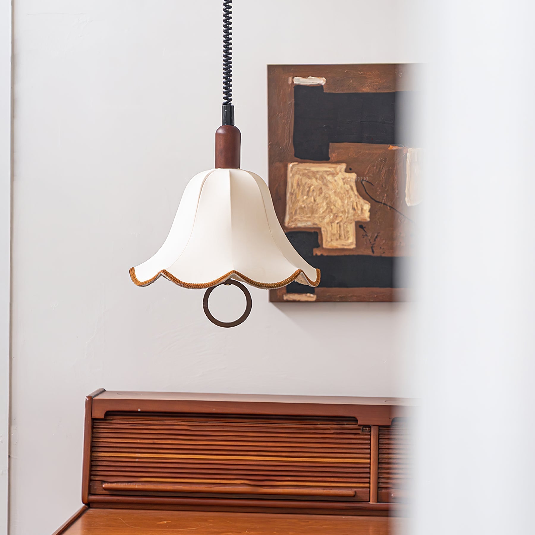 Eurvaryra Classic Elegance Fabric Wood Pendant Light - Letslighting