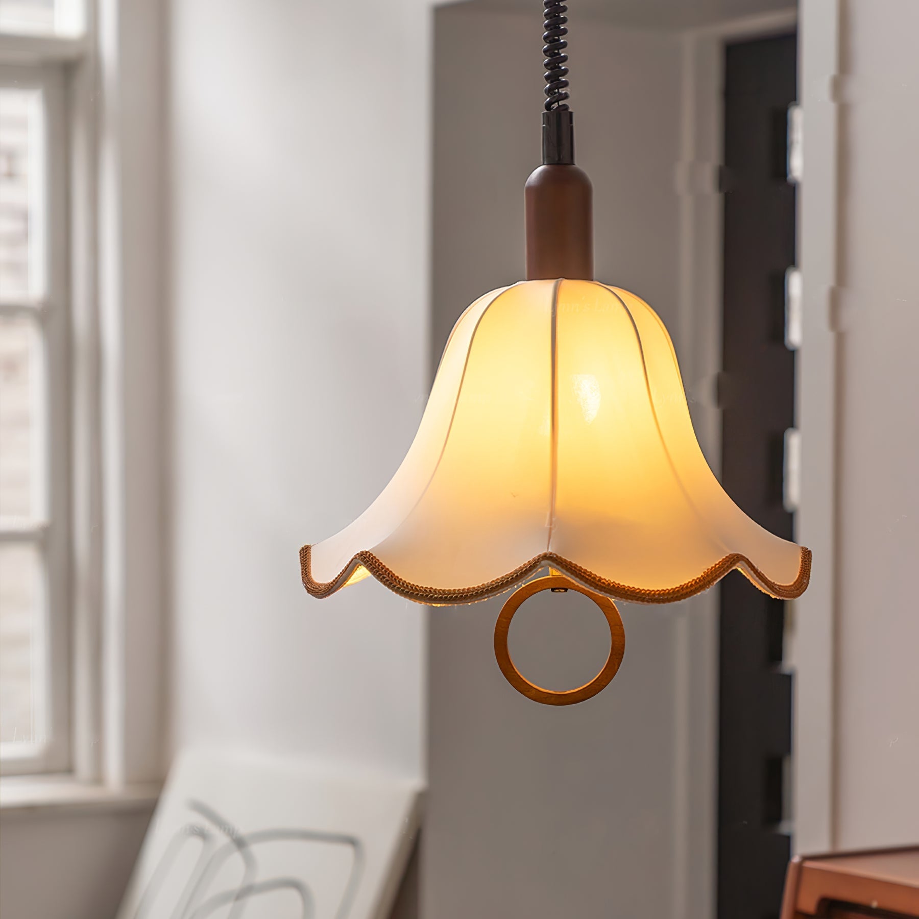 Eurvaryra Classic Elegance Fabric Wood Pendant Light - Letslighting