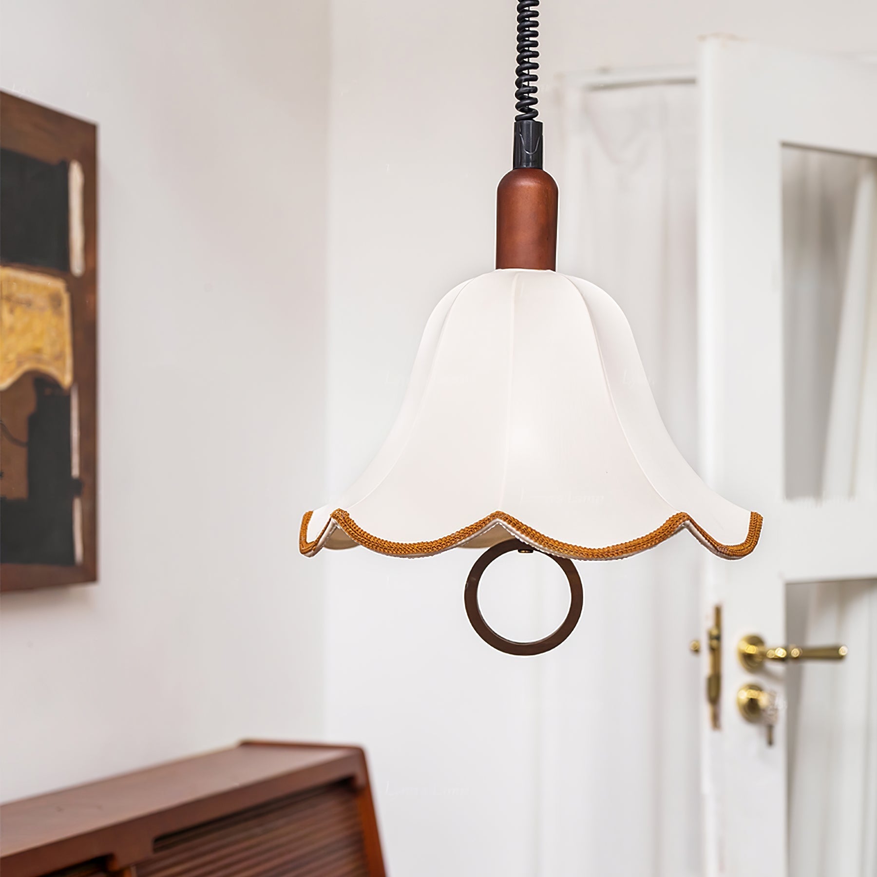 Eurvaryra Classic Elegance Fabric Wood Pendant Light - Letslighting