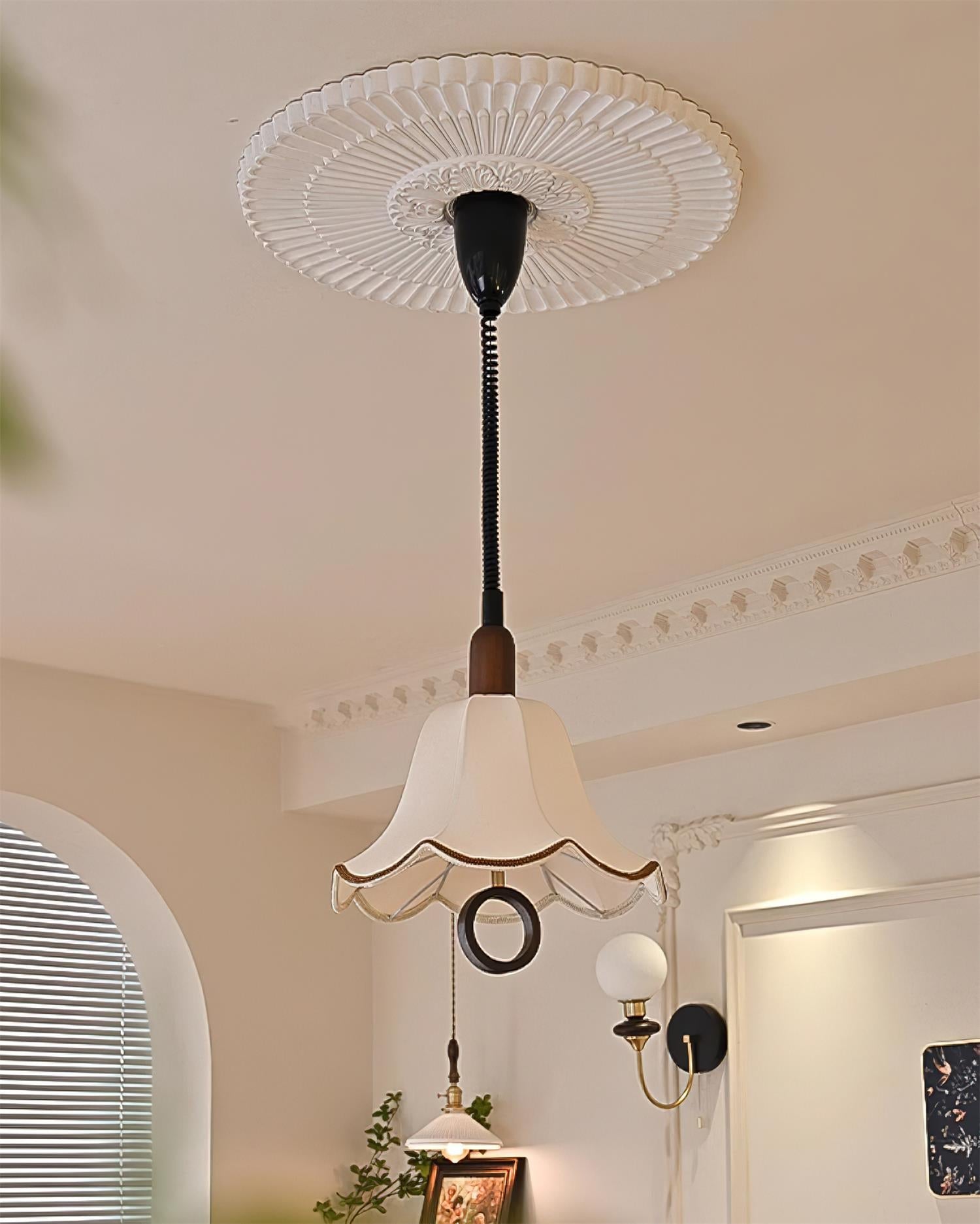 Eurvaryra Classic Elegance Fabric Wood Pendant Light - Letslighting