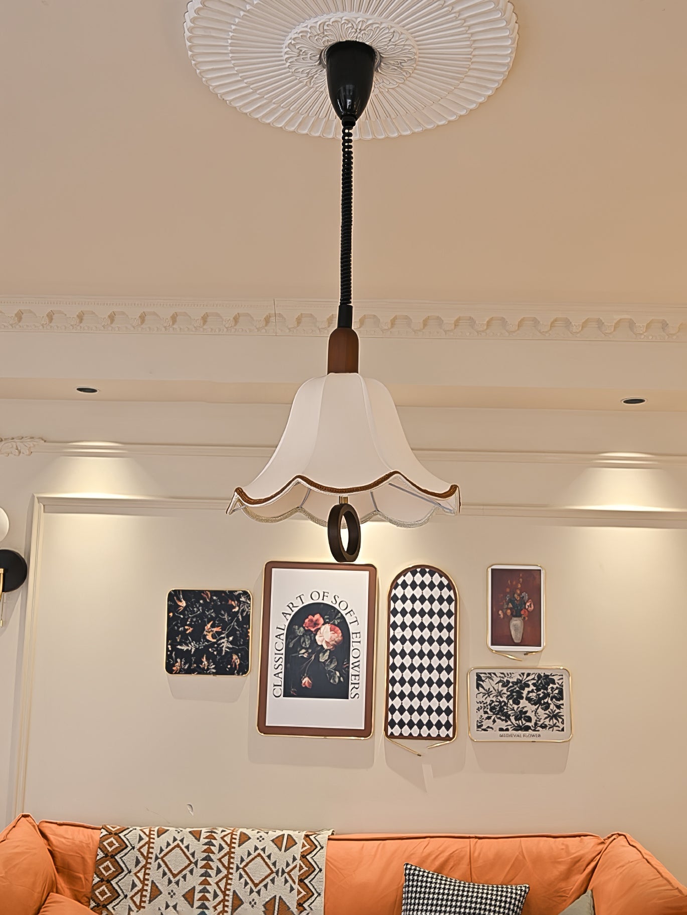 Eurvaryra Classic Elegance Fabric Wood Pendant Light - Letslighting