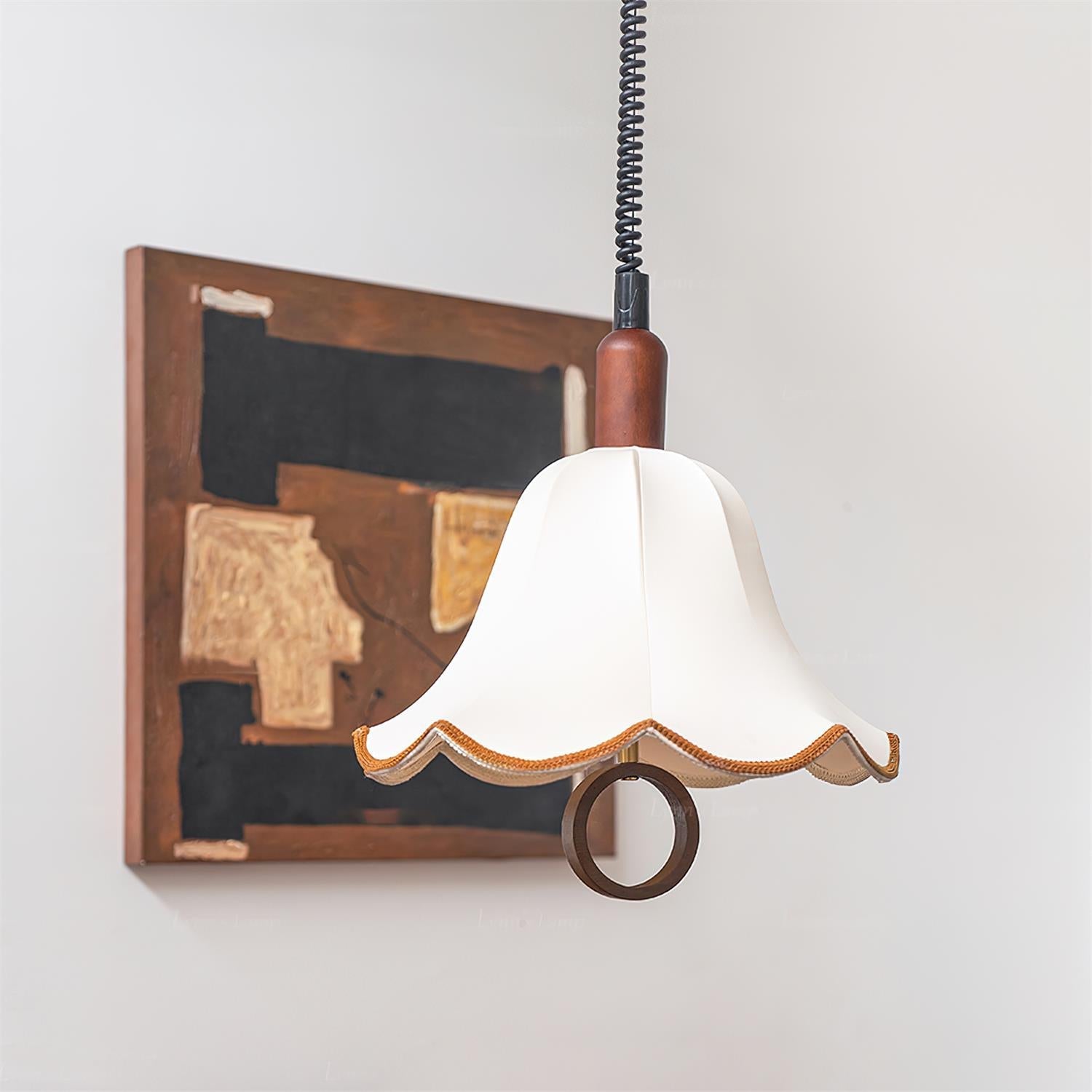 Eurvaryra Classic Elegance Fabric Wood Pendant Light - Letslighting
