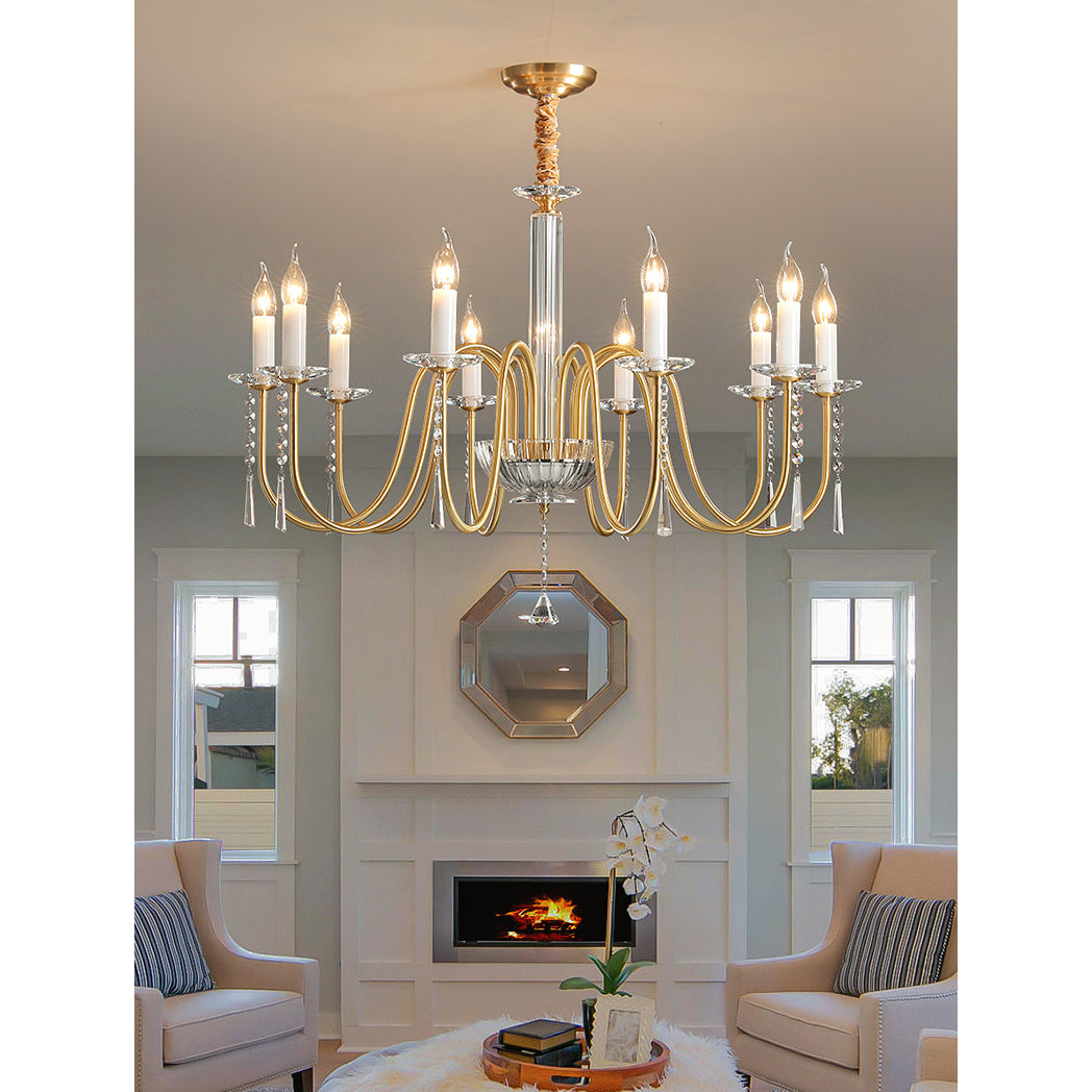 Ilphaara Postmodern Luxury Brass Crystal Chandelier - Letslighting