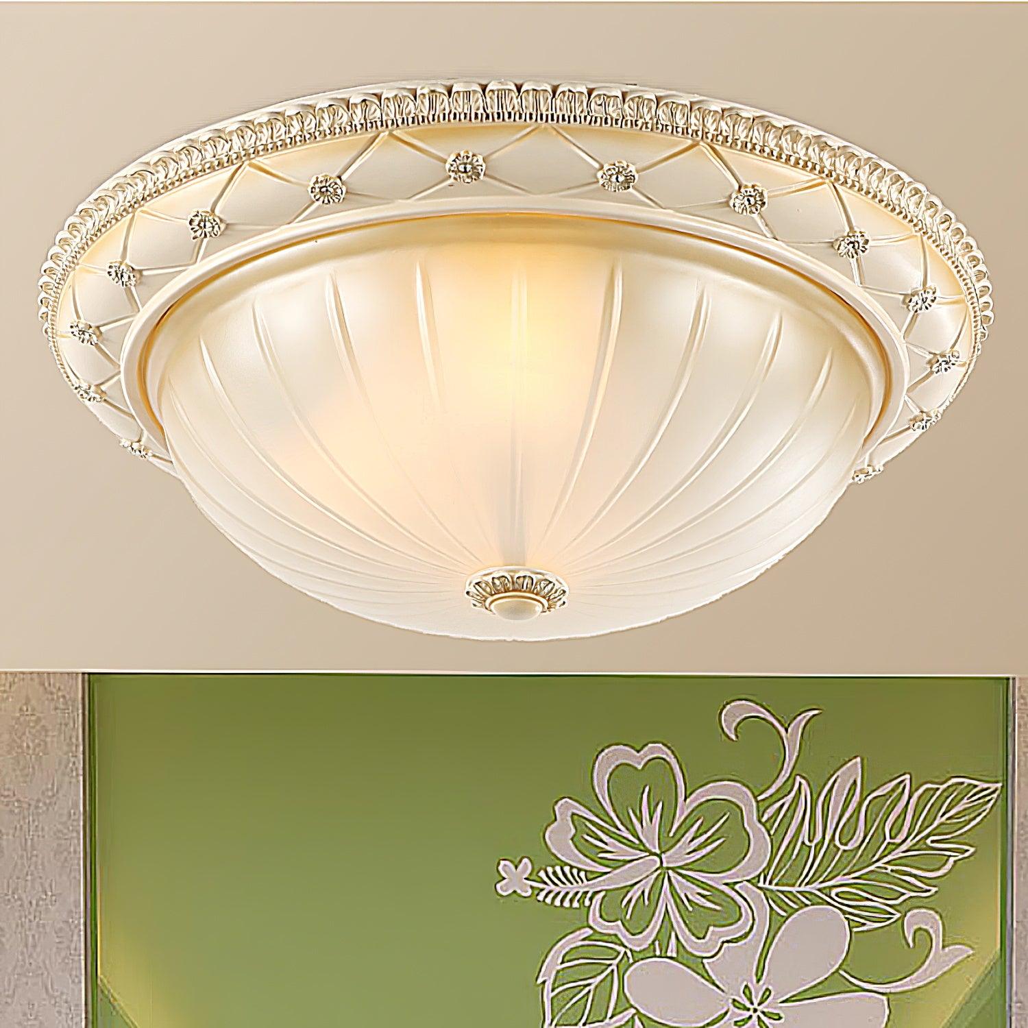 Evtalen Elegance Vintage Resin Glass Flush Ceiling Light - Letslighting