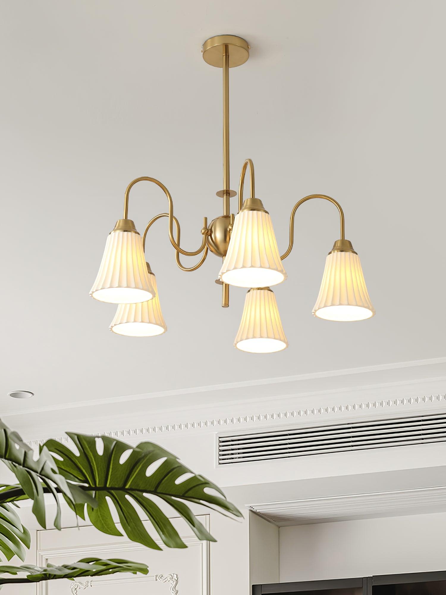 Lustra Chandelier Esther Ceramic Pleated Modern - Letslighting
