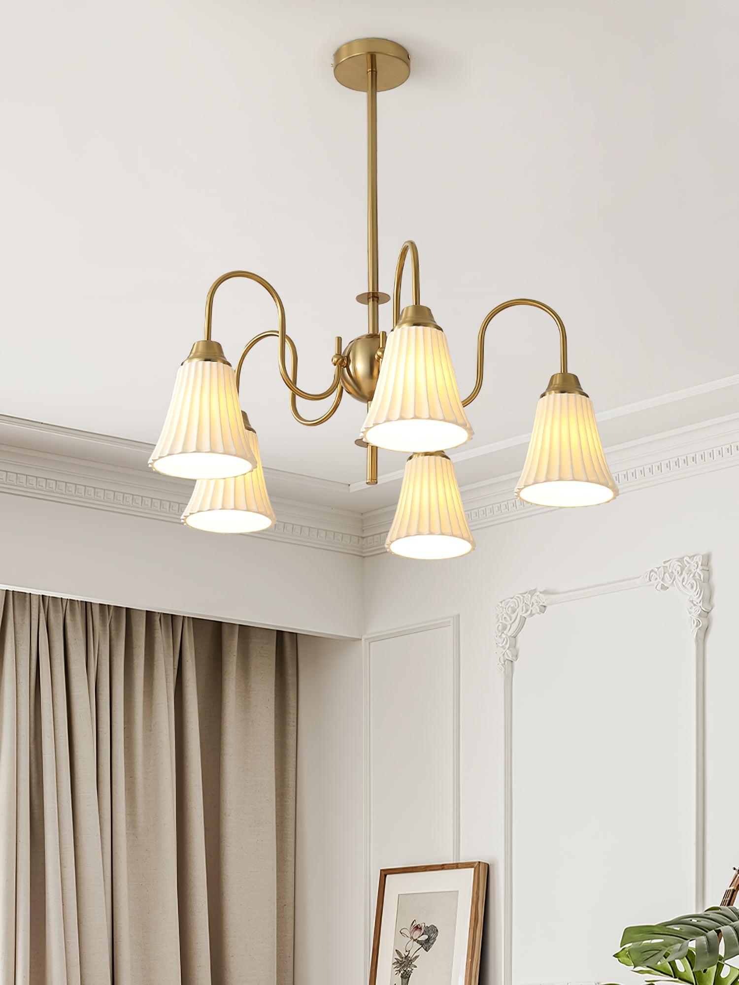 Lustra Chandelier Esther Ceramic Pleated Modern - Letslighting